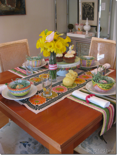 Cheery Easter brunch table setting