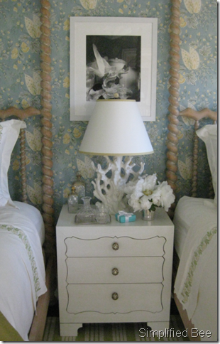 Suzanne Tucker bedroom side table coral lamp