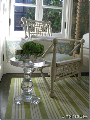 Suzanne Tucker lucite table chair bedroom