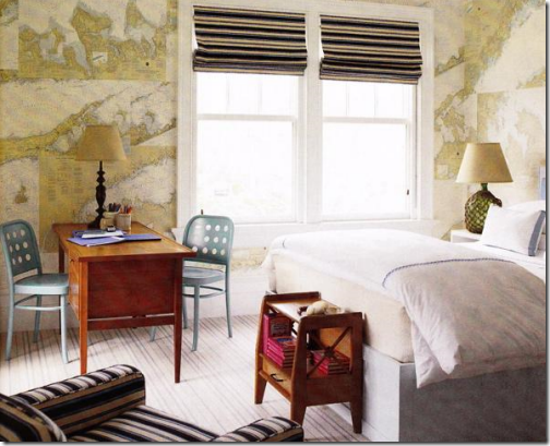 boys bedroom with map wallpaper designer