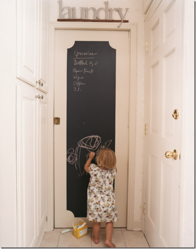 chalkboard painted laundry door frame