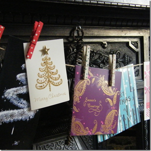 christmas card garland clothes pin