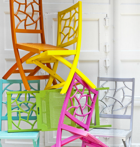 colorful fret back rattan folding chairs