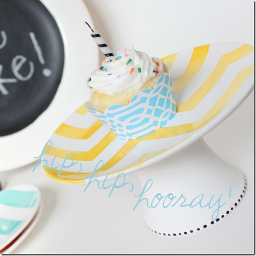 cupcake one candle zigzag cake plate