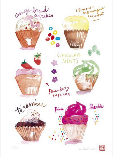 cupcake illustration artwork print etsy