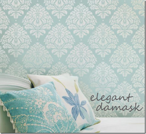 damask pattern wall stencil