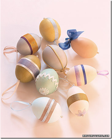 easter egg decorating with ribbon