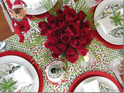 elf shelf christmas breakfast table above