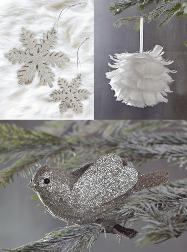 feathered white holiday ornaments west elm