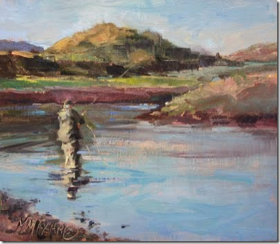 fly fishing idaho oil painting