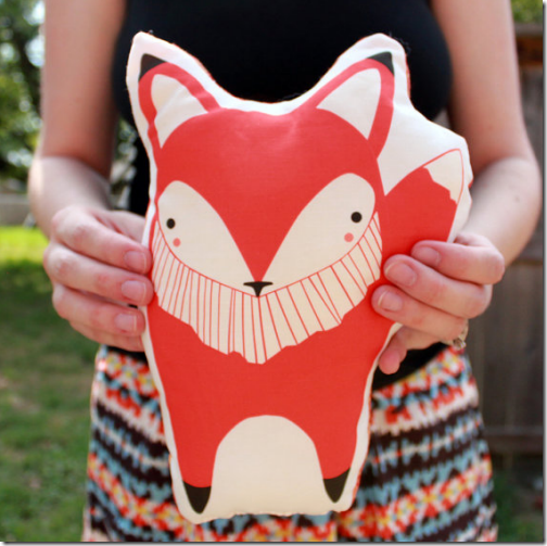 fox throw pillow cute