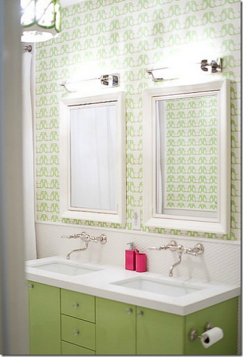 green white elephant wallpaper bathroom