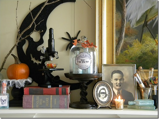 halloween lab mantel decor spooky