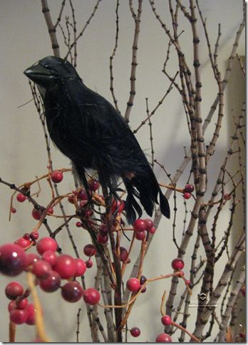 halloween mantel black crow in tree branch