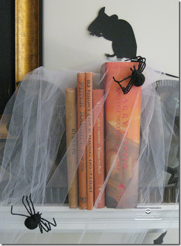 halloween mantel mice spiders web decor