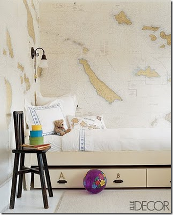 kids bedroom with map wallpaper elle decor