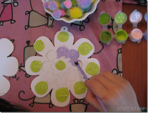 kids painting paper flowers art