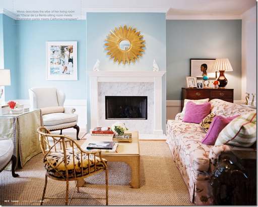 lonny-palmer-weiss-living-room-blue-starburst-mirror-designer