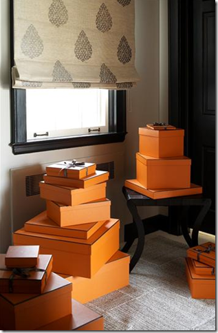 orange hermes boxes sara story design bedroom