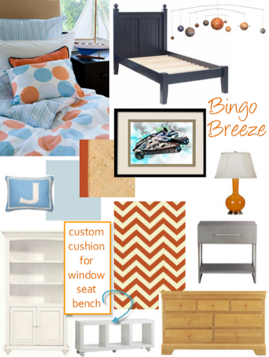 orange blue boys bedroom design
