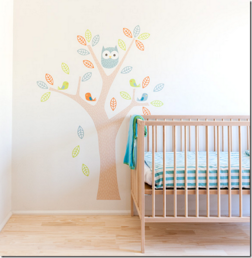 owl in tree wall decal for nursery