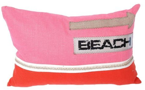 pink orange beach pillow