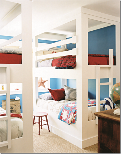 red white blue kids bunkbed bedroom