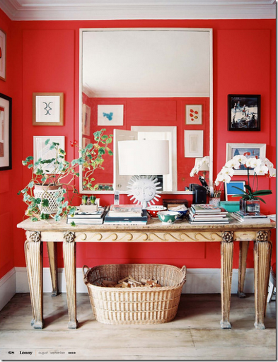 red entryway eclectic lonny mag
