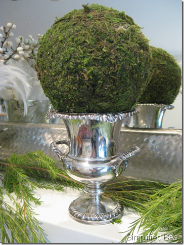 silver green christmas mantel decor