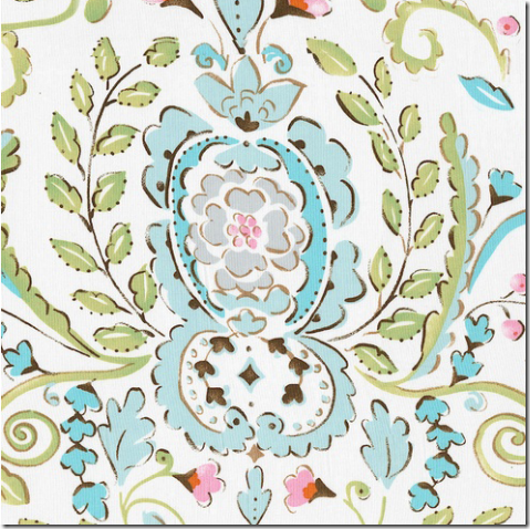 sweet damask fabric blue green pink