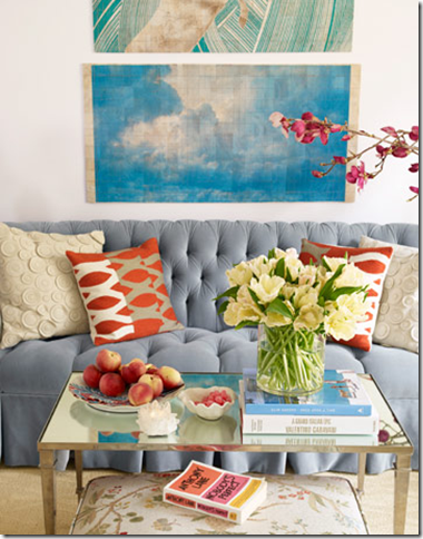 tufted blue sofa house beautiful