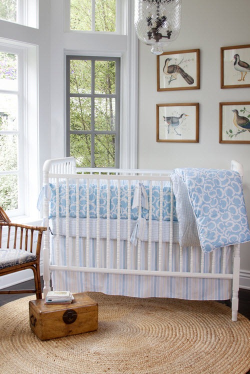 Soft boy baby crib bedding in blue