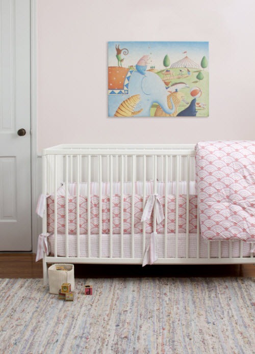 Contemporary pink wave crib bedding - so sweet!