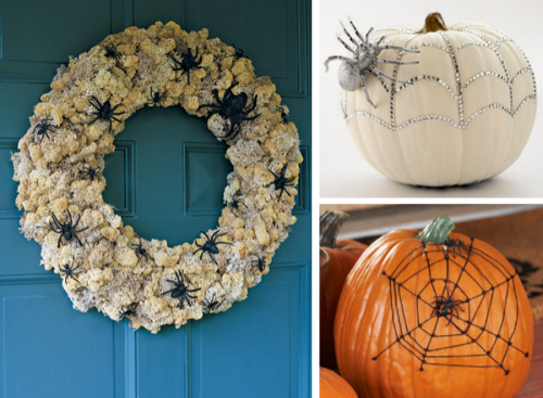 front_door_wreath_spiders_pumpkins Front Door Halloween Wreath Spiders