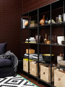 Ikea Black and Glass Bookcase Vittsjo