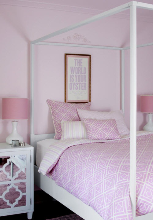 Pink cane trellis bedding for girls