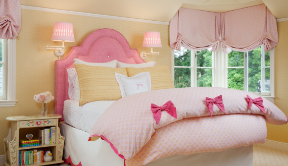 Pink and Yellow Girls Designer Bedroom