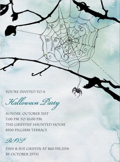 Spider Themed Halloween Party Invite