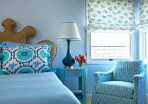 Designer bedroom in blue