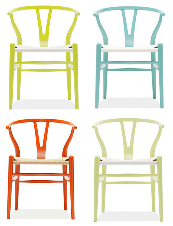 colorful wishbone chairs
