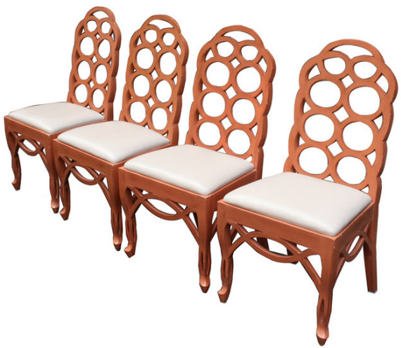 orange loop back chairs by Frances Elkins