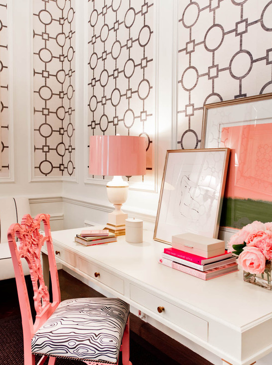 Tobi Fairley Design Black, White & Pink Sitting Room