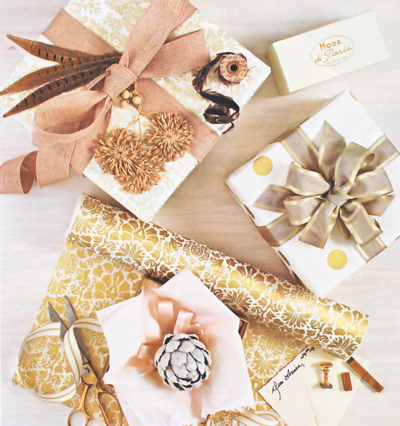 gorgeous gold gift wrap embellishments