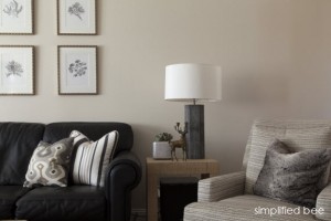 grey shagreen lamp and coral artwork - simplified bee