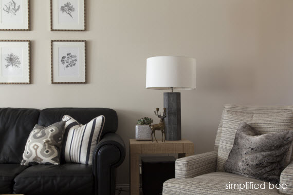 grey shagreen lamp and coral artwork - simplified bee