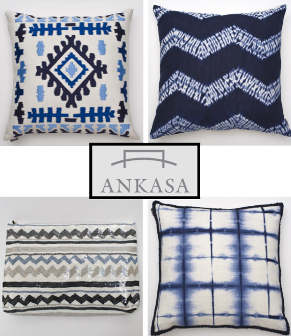 blue+black+white decor pillows by ankasa