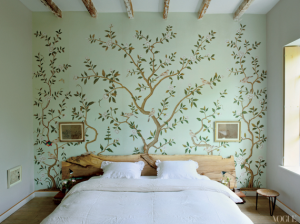 de Gournay wallpaper in bedroom