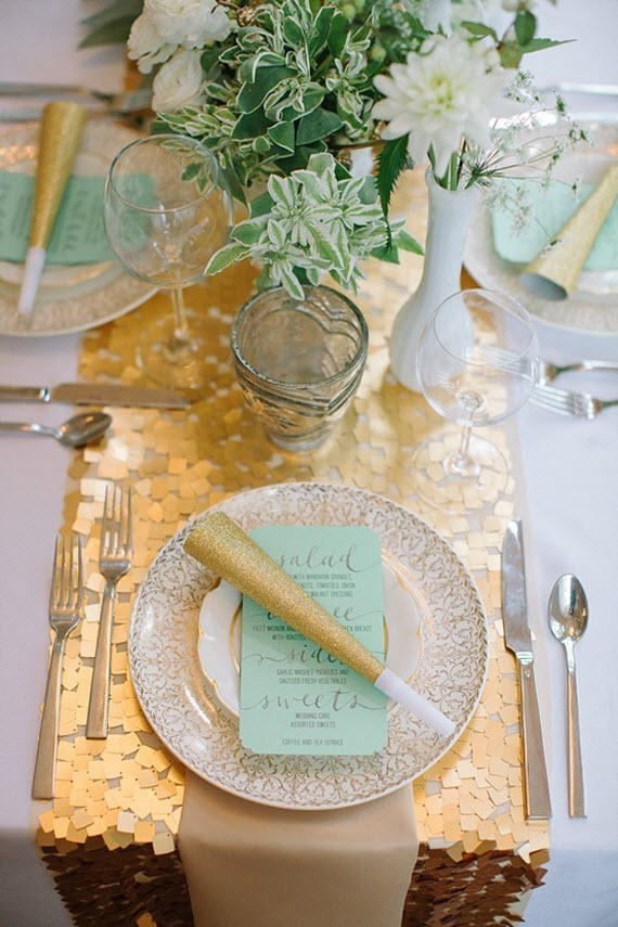 gold sequin table runner for New Years