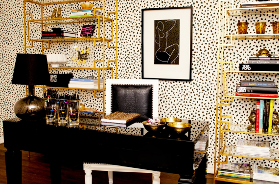 chic black and white home office