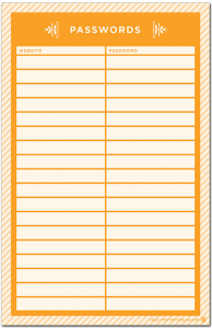 computer website password organization list